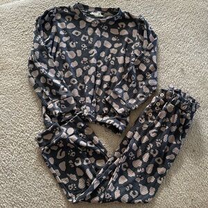 Girls Jessica Simpson Leopard Top Jogger Pants Set